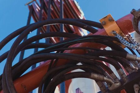 Drilling rig, equipment at the site of oil drilling.の写真素材