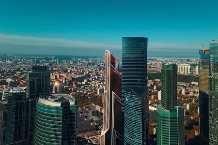 The complex of skyscrapers Moscow City. Modern construction in Moscow.