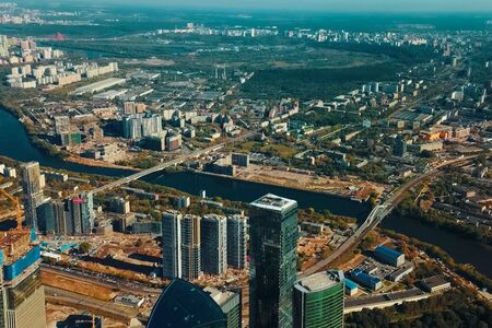 The complex of skyscrapers Moscow City. Modern construction in Moscow.