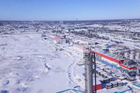 Oil refinery and petrochemical plant in winter.の写真素材