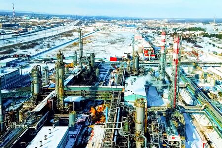 Oil refinery and petrochemical plant in winter.の写真素材
