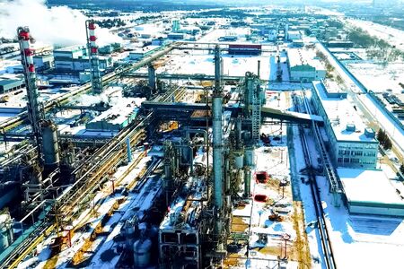 Oil refinery and petrochemical plant in winter.の写真素材