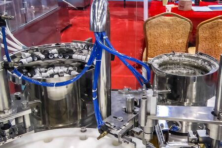 pharmaceutical equipment, line for filling and spinning cans.の写真素材