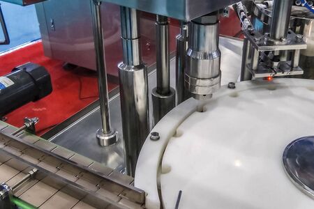 pharmaceutical equipment, line for filling and spinning cans.の写真素材