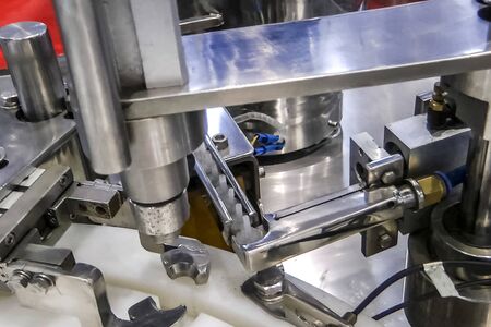 pharmaceutical equipment, line for filling and spinning cans.の写真素材