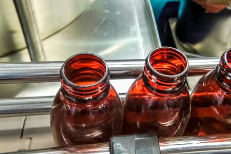 pharmaceutical equipment, line for filling and spinning cans.の写真素材