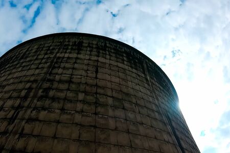 Old cooling towers of a closed nuclear power plant.の写真素材