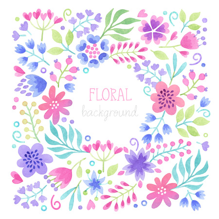 Vector Watercolor floral background with place for text.のイラスト素材