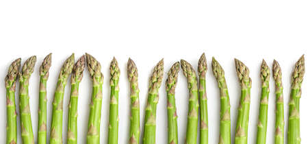 Fresh asparagus isolated on white background. Copy space.の写真素材