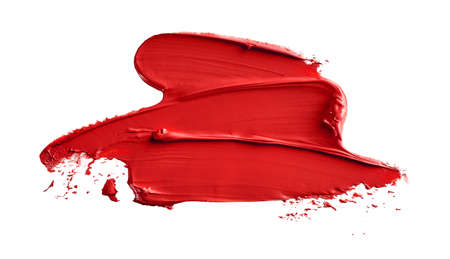 Red lipstick smears isolated on white background.の写真素材