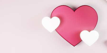 Hearts Minimalist Love 3D IIlustrationの写真素材