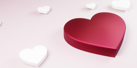Hearts Minimalist Love 3D IIlustrationの写真素材