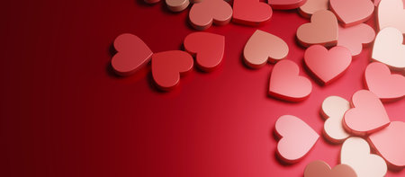 Multi Color Red Hearts Banner or Background for Wedding and Valentines Dayの写真素材