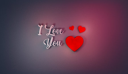 Sensual, Happiness, I Love You Text with Love Hearts for Wedding and Valentines Concept