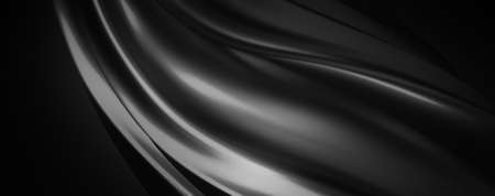 beautiful folds of light shiny silk, like foil or metallic surface in full screen. Beautiful clean metallic fabric wave background.の写真素材