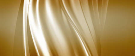 beautiful folds of light shiny silk, like foil or metallic surface in full screen. Beautiful clean metallic fabric wave background.の写真素材