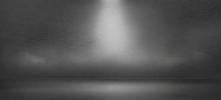 Empty silver dark abstract cement wall and studio room with smoke float up the interior texture for display products wall backgroundの写真素材