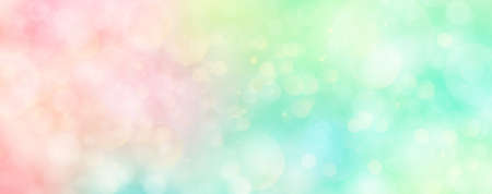 Cute Abstract Colorful Bokeh With Defocused Circles And Glitter Joyous colours with Pale Turquoise Colors Background Festivityの写真素材
