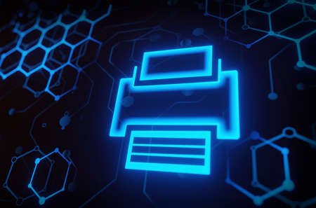 digital printer on technology background