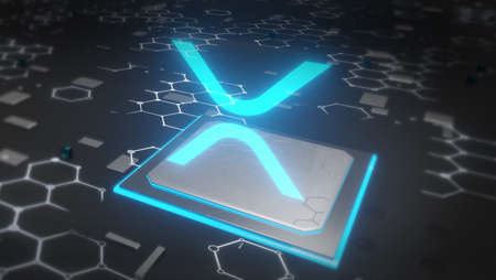 abstract background of futuristic technology cryptocurrency xrp rippleの写真素材