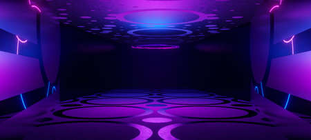 Neon Glow Futuristic Underground Hall Corridor Tunnel Led Lights Laser Advanced Neon Glowing with...