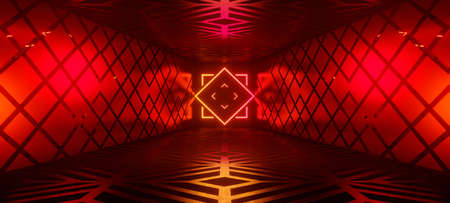 SciFi Fantasy Digital Future Spaceship Neon Lights with Saddle Brown Colors Futuristic Background...
