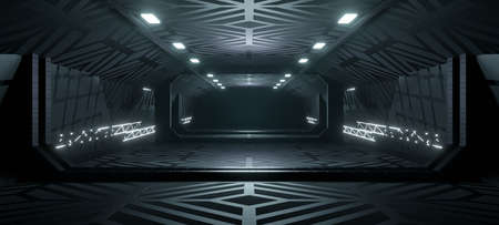 3d futuristic space facility corridor 3D rendering