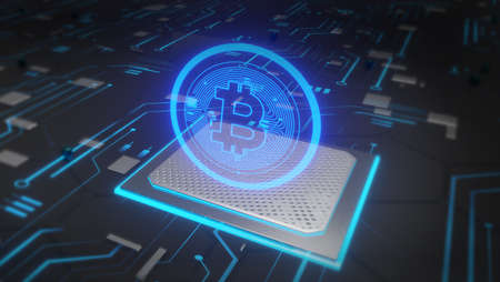 Blue bitcoin cryptocurrency wallpaper background