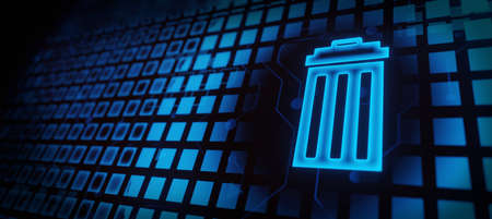 Deleting data with computer trash with circuit board technologyの写真素材