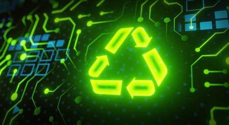 Futuristic Circuit Resources for renewable, sustainable development.Environment and ecology concept.の写真素材