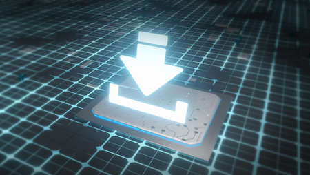 Database, technology and future concept download icon background 3D Illustrationの写真素材