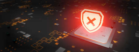 Red Shield Cybersecurity Concept 3D illustration