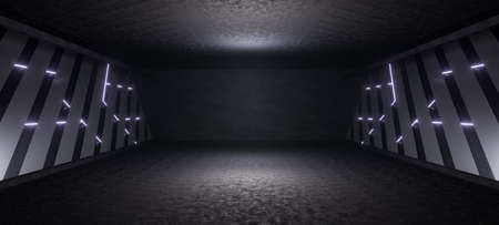 Experimental Technology Schematic Futuristic Showroom Or Hall Ultra Modern Glow with Dark Gray Colors Concept Of The Future Used For Revealsの写真素材