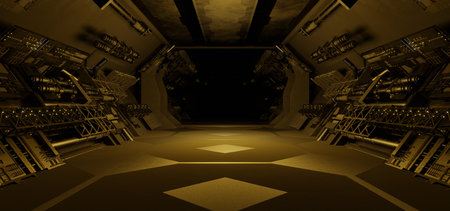 Abstract Futuristic Futuristic Platform Space Advanced Copper Brown or Yellow Colors Futuristic...