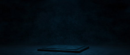 Sophisticated Platform Stage Calm Subtle Dim Turquoise Colors Product Background For Presentation 3D Illustrationの写真素材