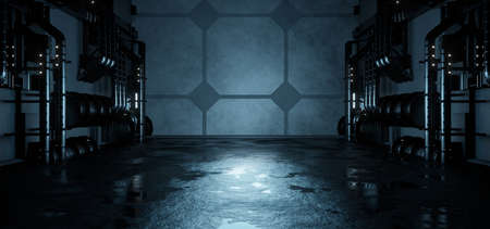 Futuristic Industrial Technology Hall Or Corridor Club Neon Silver Gray Colors Background