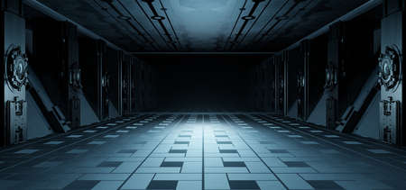 Robotic SciFi SciFi Corridor Hallway Hangar Interior Cosmic Silver Gray Colors Abstract Background...