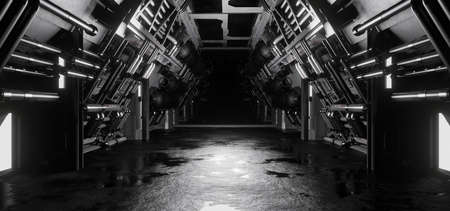 Cyberpunk Industrial Cyber Hall Studio Cyber Future Stage Corridor Cosmic Charcoal Colors Sci Fi...
