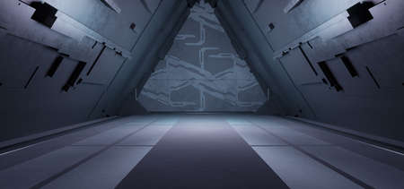 Modern Digital Simulation Hangar Shiny Metallic Dark Turquoise Colors Background Wallpaper 3D...