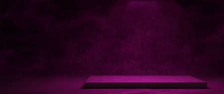 Studio Scene Surface Stand Pedestal Stage Quiet Bright Purple Colors Product Background For Presentation 3D Illustrationの写真素材