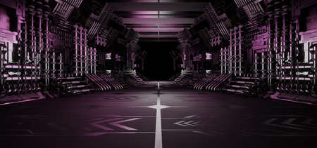 scary night underground parking. tunnel at nightの写真素材