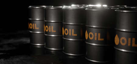 Oil barrels Background 3D Renderingの写真素材