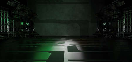 Cyberpunk Industrial Digital Future Spaceship Olive Green Abstract Background Wallpaper Digital Futurism Concept 3D Renderingの写真素材