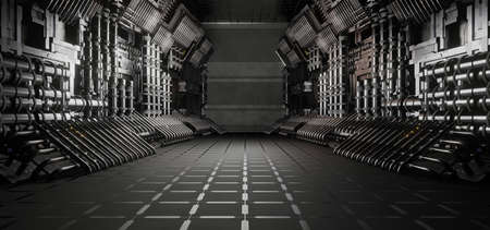 Underground concrete basement with day light industrial grunge concrete background 3d render...