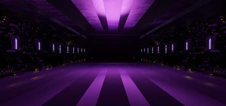 Futuristic Podium Industrial Room Scene Advanced Dark Blue Colors Background Wallpaper Future Concept Artの写真素材