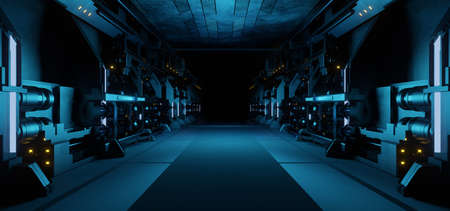Cyberpunk Industrial Cyber Background Alien Spaceship Room Tunnel Corridor Cutting Edge Light Purple...