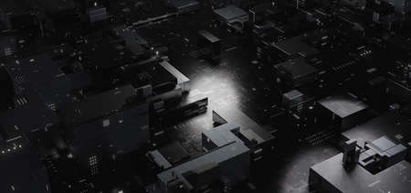 Abstract Futuristic SciFi City Cubes Blocks With Light Charcoal Colors Abstract Background For Technology Digital Gaming Background 3D Illustrationの写真素材