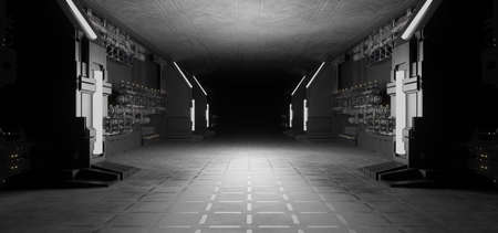 Sci-Fi Corridor Hangar Basement Underground Hallway Revolutionary Light Grey Colors Sci Fi...