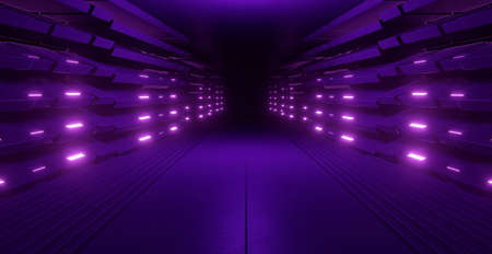 Grungy Futuristic Extraterrestrial Concrete Alien Showroom Spotlight Dark Purple Banner Background Wallpaper Alien Futuristic Concept 3D Renderingの写真素材