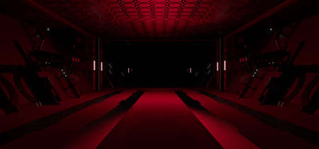 Futuristic Industrial Metallic Cement Digital Technology Background Space Age Deep Red Colors Futuristic Background Interdimensional Used As Wallpaper 3D Illustrationの写真素材